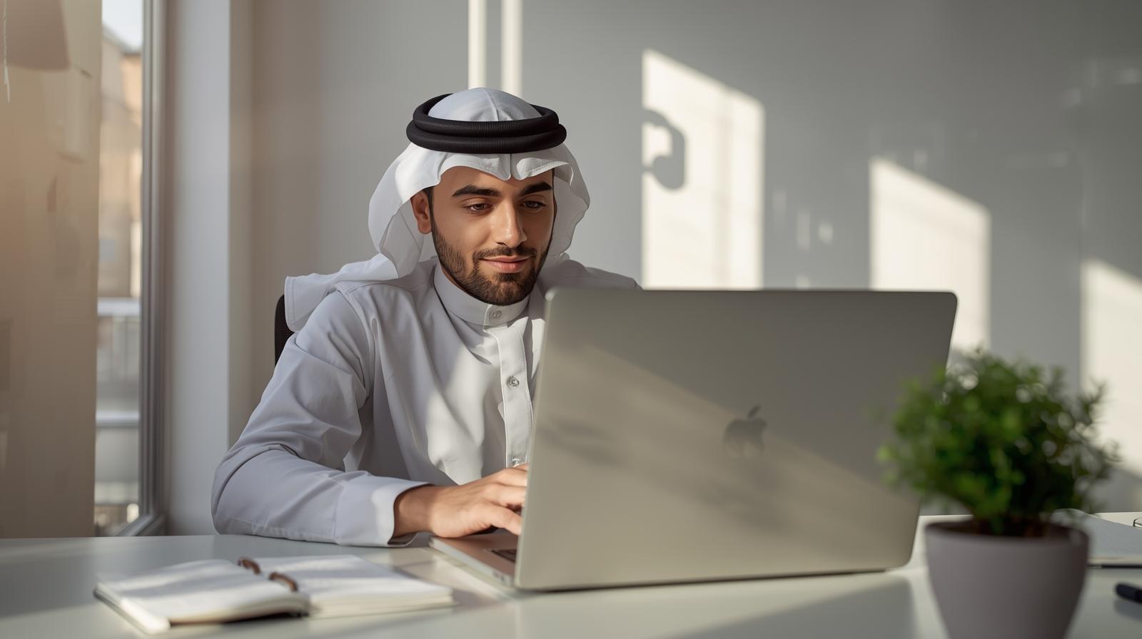 Young official studies self-improvement material in bright office promoting ethical leadership growth.